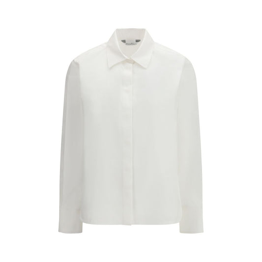 Dress Shirt by Max Mara for women in cotton white features an architectural silhouette with a refined long-sleeve and elegant for a architectural look.