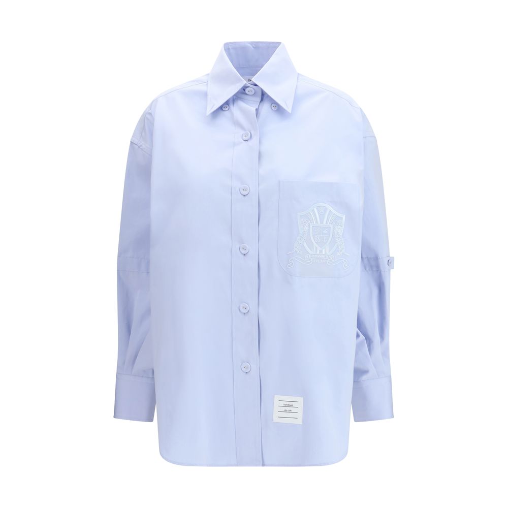 Thom Browne Women's Oversized Cotton Shirt - Blue Patterned