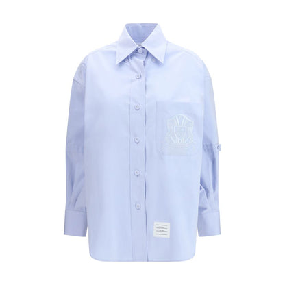 Thom Browne Women's Oversized Cotton Shirt - Blue Patterned