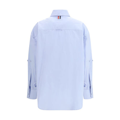 Thom Browne Women's Oversized Cotton Shirt - Blue Patterned