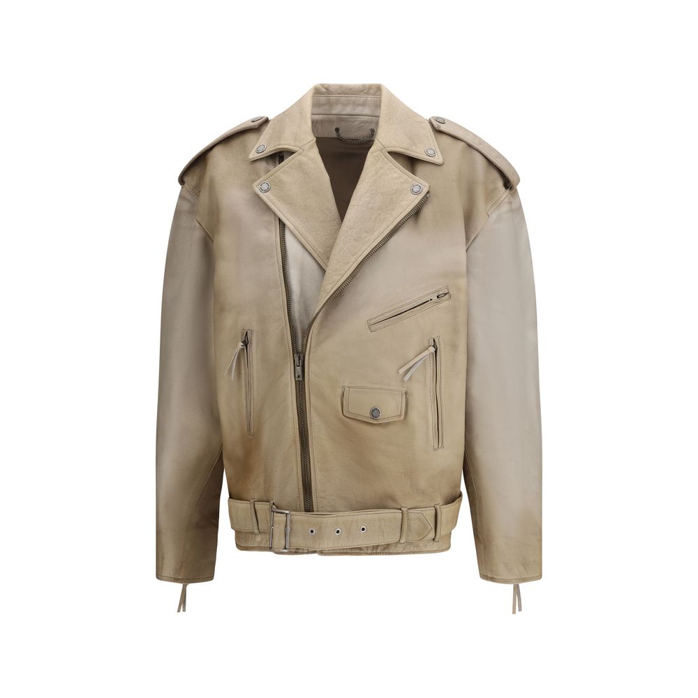 Jacket by Golden Goose for women in buffalo leather beige showcases a contemporary silhouette, detailed with a contemporary and premium pockets for a sophisticated finish.
