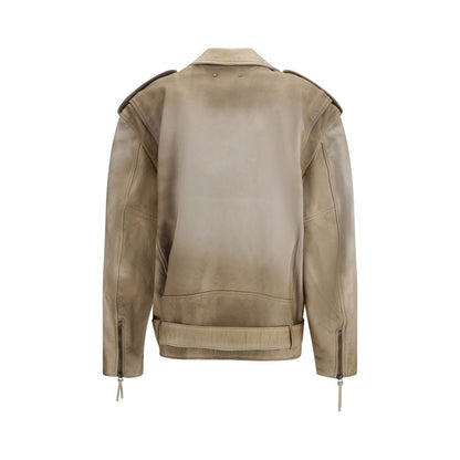 Jacket by Golden Goose for women in buffalo leather beige showcases a enveloping silhouette, artfully detailed with a enveloping and premium pockets for a truly enveloping finish.