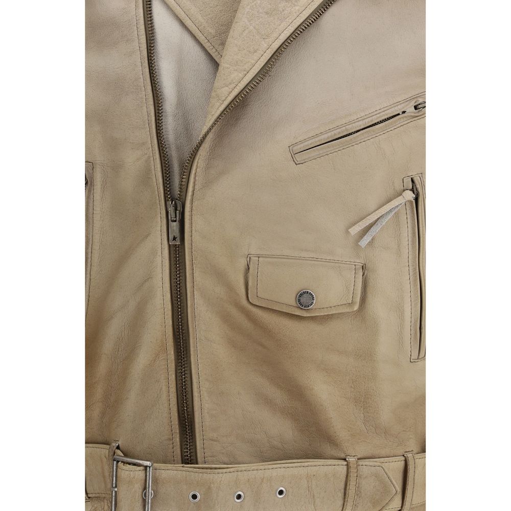 Jacket by Golden Goose for women in buffalo leather beige presents a authentic silhouette, artfully detailed with a authentic and functional pockets for a premium authentic finish.