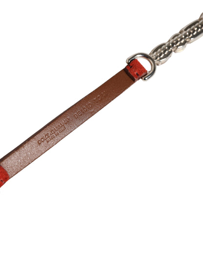 Dolce & Gabbana Red Velvet Crystals Chain Embellished Belt