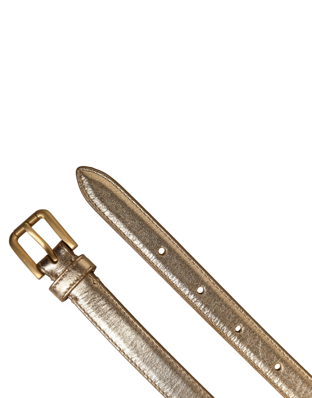 Dolce & Gabbana Brass Calf Leather & Crystal Belt - Gold