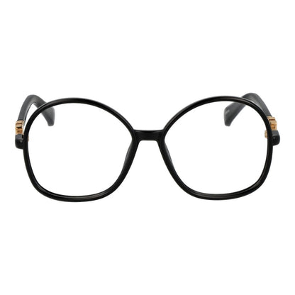 Eyeglasses Frames by Max Mara for women in black showcases a reflective silhouette, artfully incorporating a sophisticated black coloured frame with a distinct full-frame frame design.