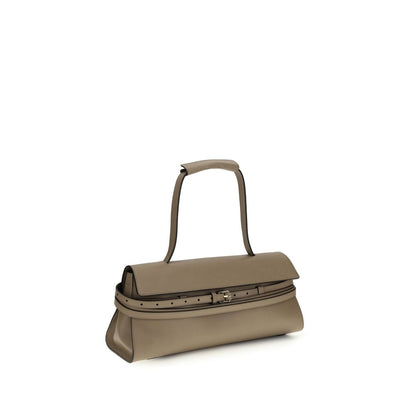 Shoulder Flap Handbag by Moschino for women in bos taurus calf leather beige features an refined silhouette, showcasing a secure snap, flap & magnetic, ample , and versatile shoulder-strap for a sophisticated refined aesthetic.