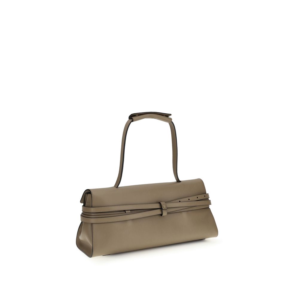 This Shoulder Flap Handbag by Moschino for women in bos taurus calf leather and beige presents a sculptural silhouette featuring a secure snap, flap & magnetic, ample , and versatile shoulder-strap for a sculptural finish.