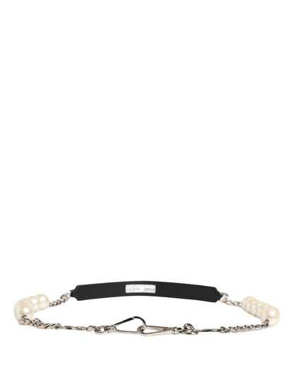 Shoulder Strap by Dolce & Gabbana for women in brass zamak & calf leather black, pearl, silver & white features an stylish design, beautifully completing the signature look of the Brass Zamak Calf Leather Shoulder Strap.