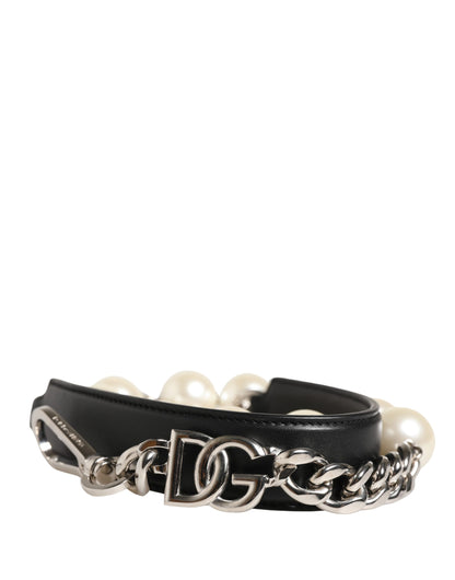 Shoulder Strap by Dolce & Gabbana for women in brass zamak & calf leather black, pearl, silver & white features a effortlessly chic design, perfectly complementing the signature look of the Brass Zamak Calf Leather Shoulder Strap.