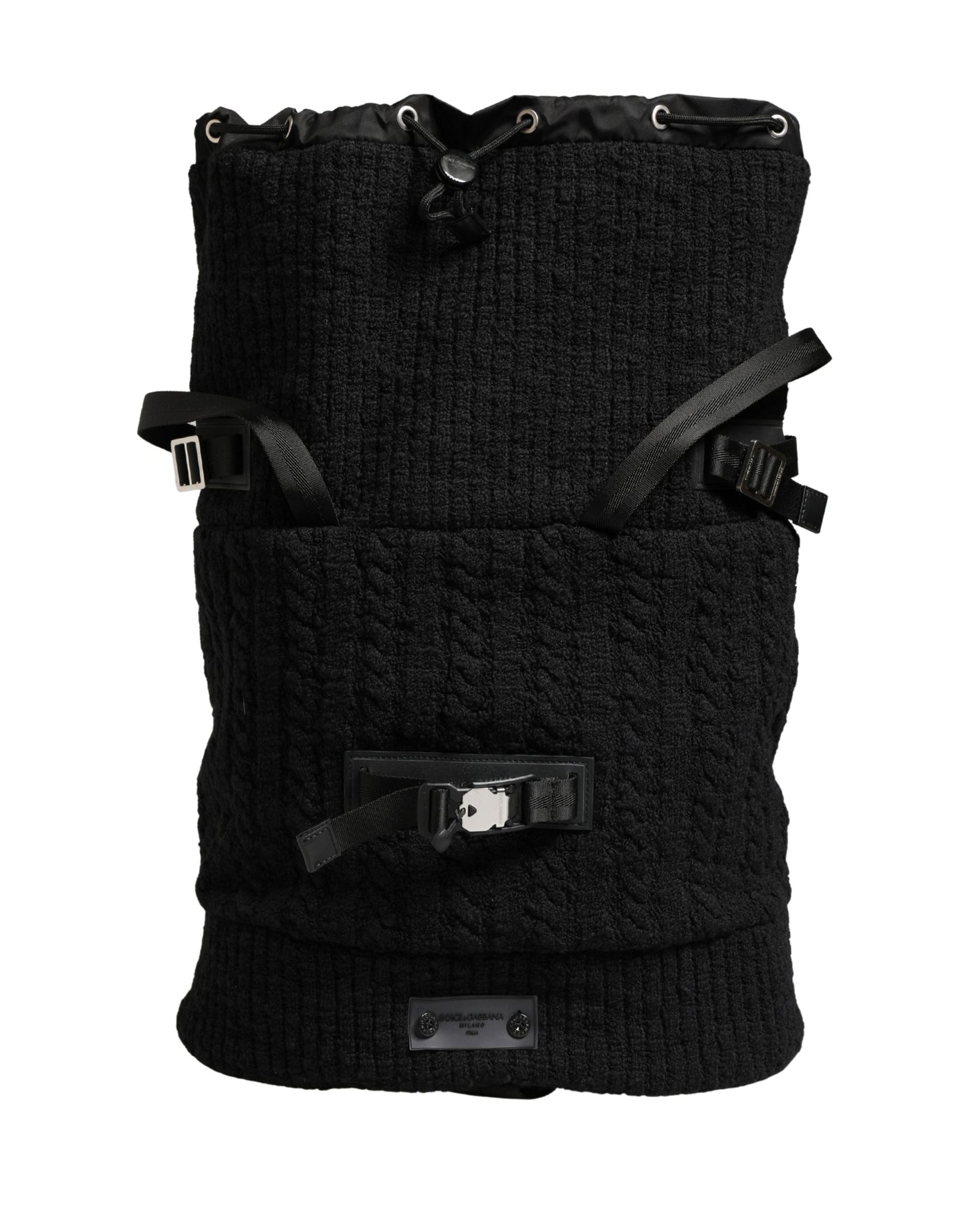 Backpack by Dolce & Gabbana for men in leather virgin wool & nylon black showcases a stately Leather Virgin Wool Nylon Backpack design, featuring a secure zipper with stately and versatile backpack-strap.