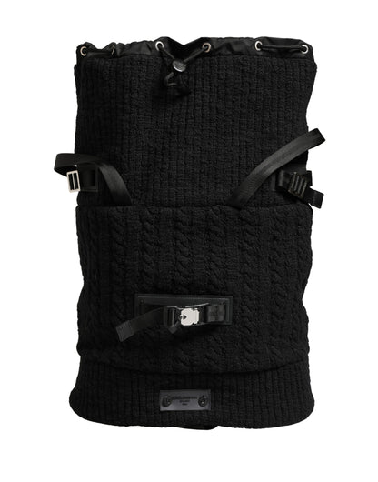 Backpack by Dolce & Gabbana for men in leather virgin wool & nylon black showcases a stately Leather Virgin Wool Nylon Backpack design, featuring a secure zipper with stately and versatile backpack-strap.
