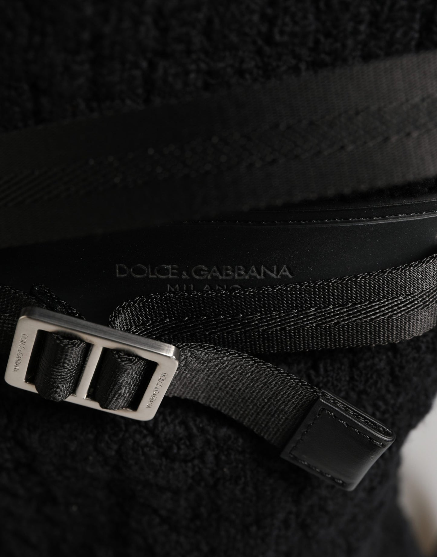 Backpack by Dolce & Gabbana for men in leather virgin wool & nylon black features a stately Leather Virgin Wool Nylon Backpack design, showcasing a secure zipper, ample , and versatile backpack-strap for a stately finish.