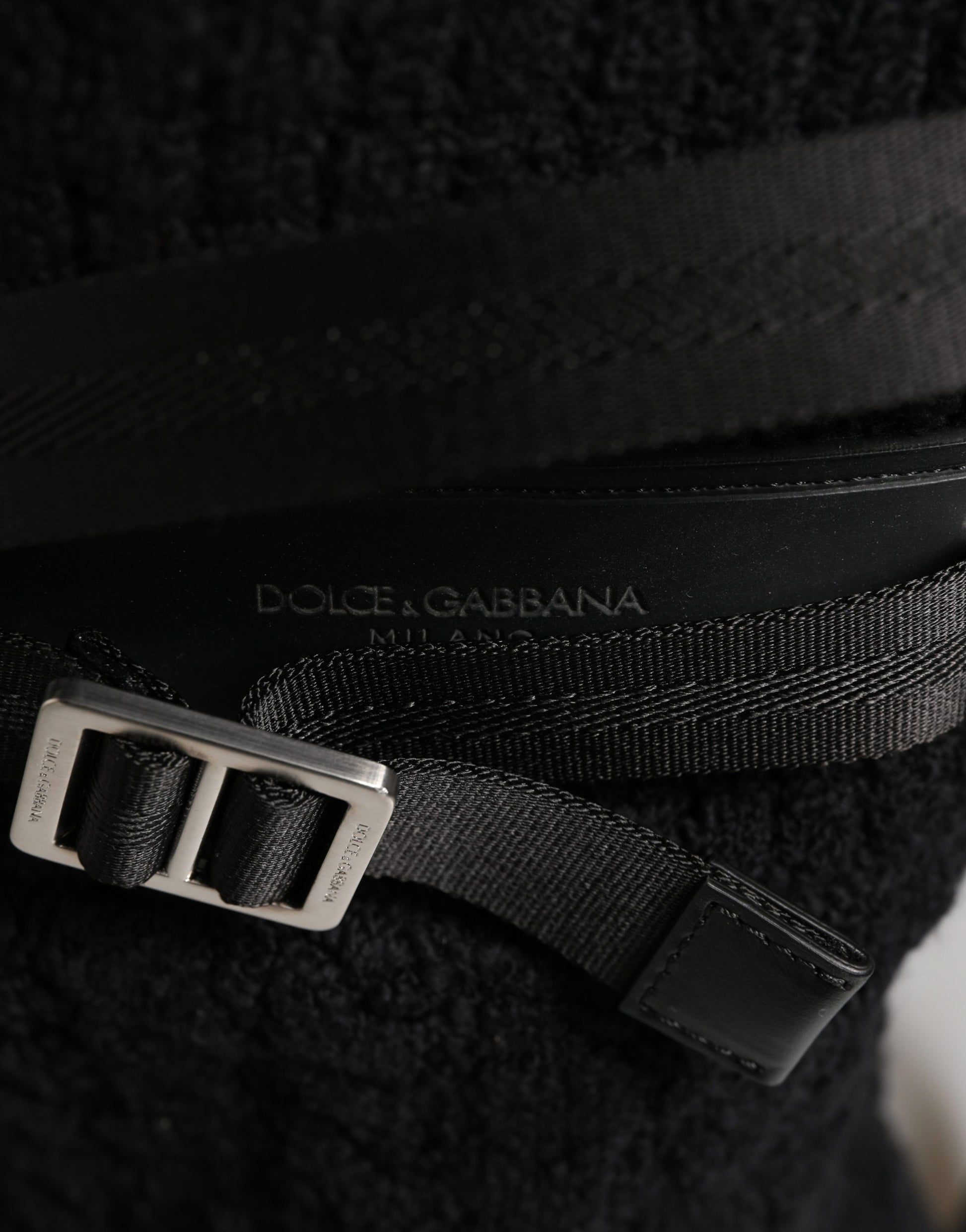 Backpack by Dolce & Gabbana for men in leather virgin wool & nylon black features a stately Leather Virgin Wool Nylon Backpack design, showcasing a secure zipper, ample , and versatile backpack-strap for a stately finish.
