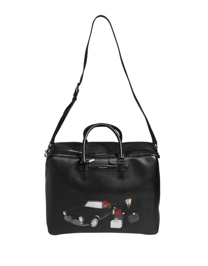 Weekender Convertible Handbag by Dolce & Gabbana for unisex in calf leather black features an exquisite silhouette, showcasing a secure zipper, ample laptop-compartment, and versatile for exquisite style.