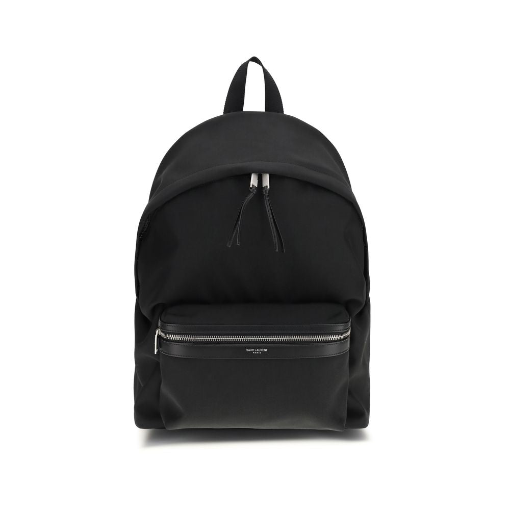 Backpack by Saint Laurent for men in polyamide leather black & signature features an ultra-portable silhouette from the City Polyamide Leather Backpack range, with a secure zipper, ample , and versatile handle, backpack-strap & adjustable-strap.