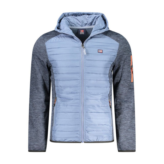 Norway 1963 Men's Polyester Hooded Windbreaker Jacket - Blue