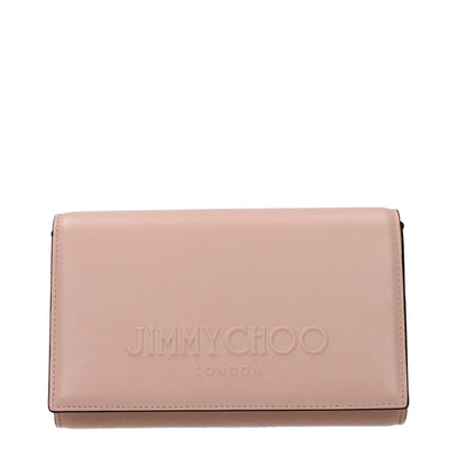 Clutch Handbag by Jimmy Choo for women in leather pink features a statuesque silhouette, showcasing a secure and organized with versatile adjustable-strap for statuesque evening wear.