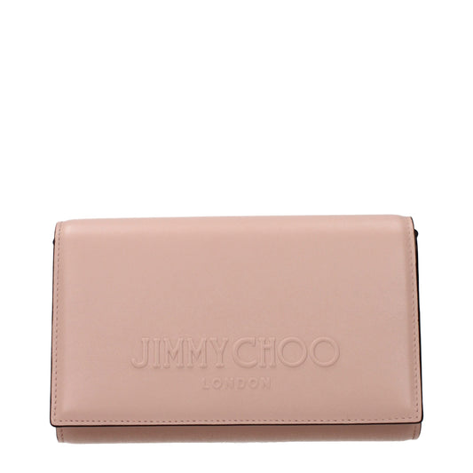 Clutch Handbag by Jimmy Choo for women in leather pink features a statuesque silhouette, showcasing a secure and organized with versatile adjustable-strap for statuesque evening wear.