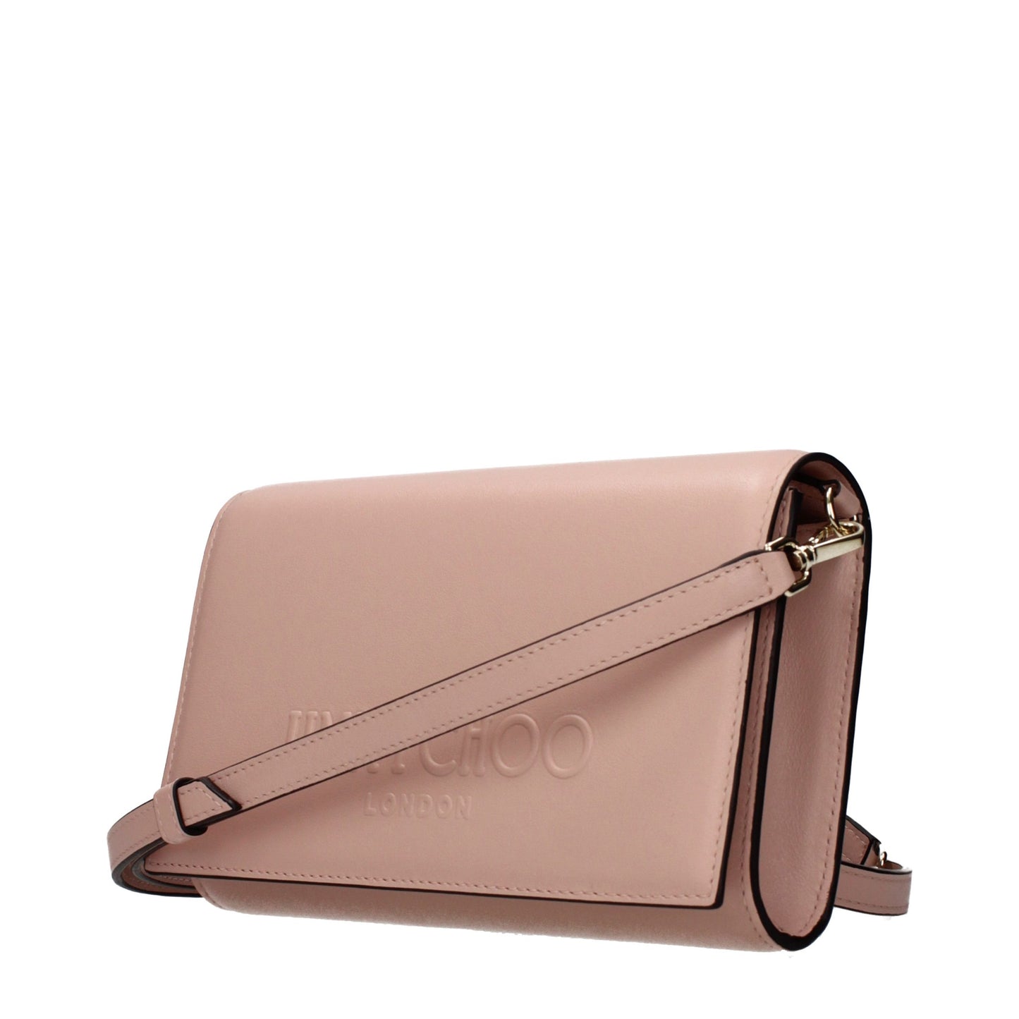 Clutch Handbag by Jimmy Choo for women in leather pink features a sculptural silhouette with a secure , ample , and versatile adjustable-strap for a sculptural finish.