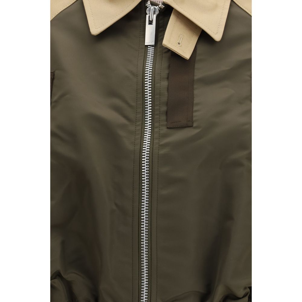 Bomber Jacket by Sacai for women in nylon & cotton bicolour features an contemporary silhouette, showcasing a sophisticated and contemporary lightweight & pockets for a truly refined look.