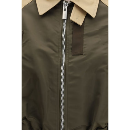Bomber Jacket by Sacai for women in nylon & cotton bicolour features an contemporary silhouette, showcasing a sophisticated and contemporary lightweight & pockets for a truly refined look.