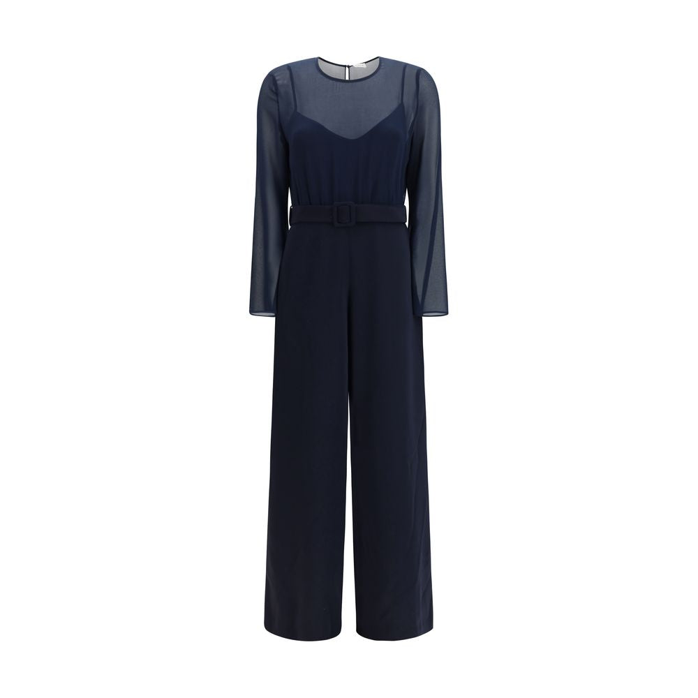One-Piece by P.A.R.O.S.H. for women in polyester chiffon blue presents a mesmerising silhouette, showcasing a sophisticated crew neckline and for a truly mesmerising finish.