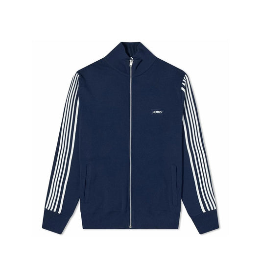 Cardigan by Autry for men in nylon & viscose blue features a dramatic silhouette, showcasing a sophisticated and dramatic long-sleeve detail for a timeless, premium look.