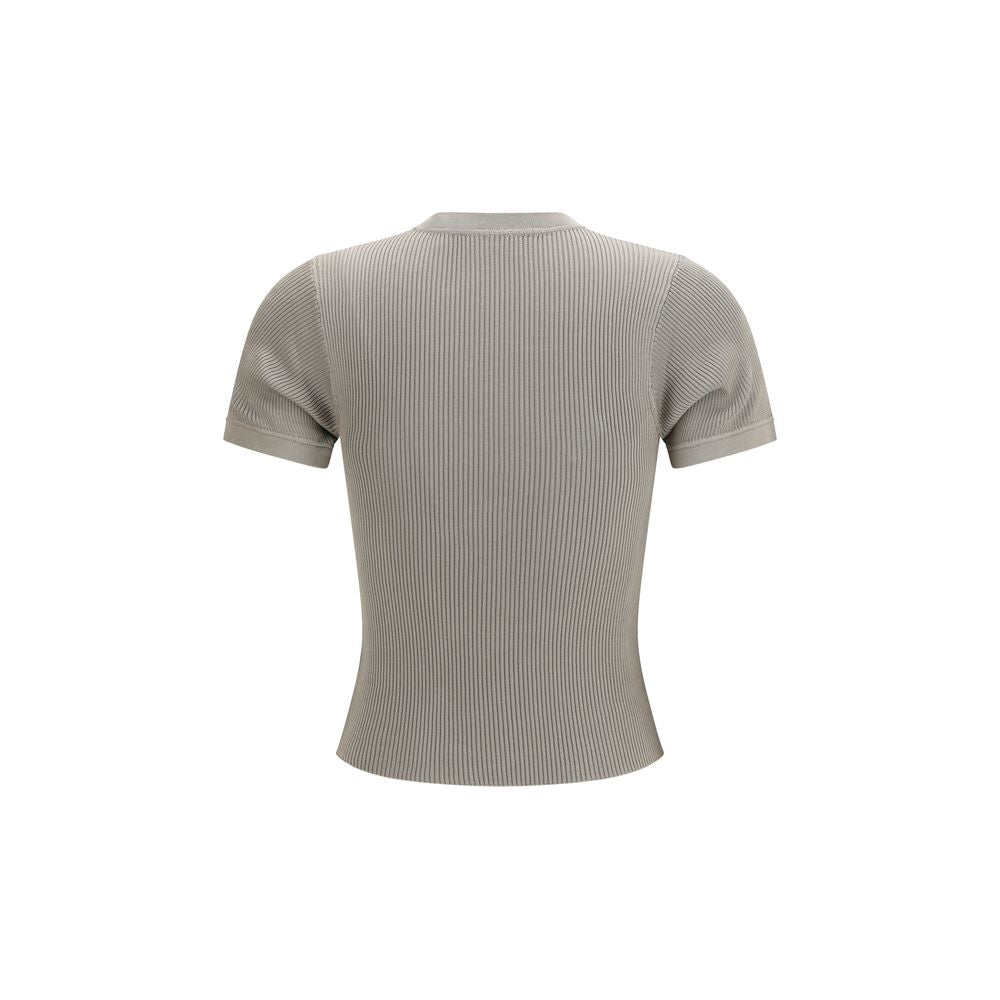 T-Shirt by RIER for women in silk beige showcases a dramatic silhouette, elegantly detailed with a dramatic crew neckline and for a truly dramatic finish.