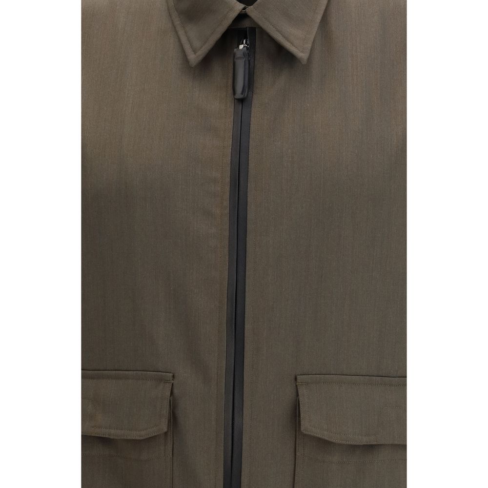 Overcoat by Brioni for men in wool bicolour features a cosy chic silhouette, artfully detailed with a sophisticated and premium pockets for a cosy chic finish.