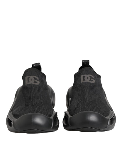 Dolce & Gabbana Men's Low Top Slip On Polyester Rubber & Viscose Sneakers - Black