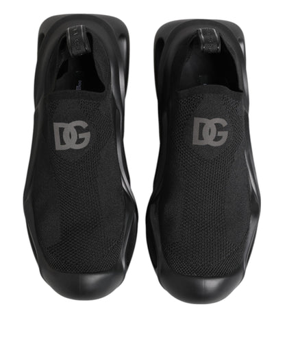 Dolce & Gabbana Men's Low Top Slip On Polyester Rubber & Viscose Sneakers - Black