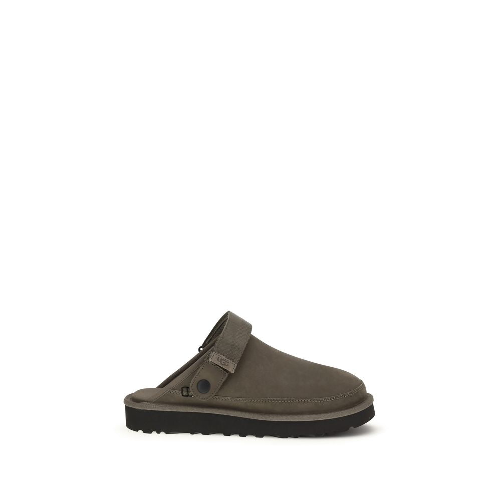 UGG Men's Bos Taurus Nubuck Calf Leather Flat Mule Mules Strap Shoes - Brown