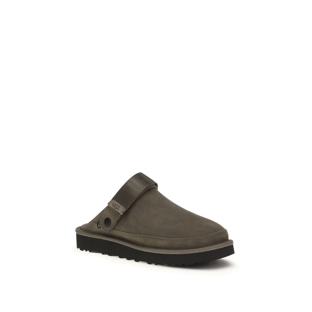 UGG Men's Bos Taurus Nubuck Calf Leather Flat Mule Mules Strap Shoes - Brown