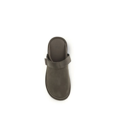UGG Men's Bos Taurus Nubuck Calf Leather Flat Mule Mules Strap Shoes - Brown