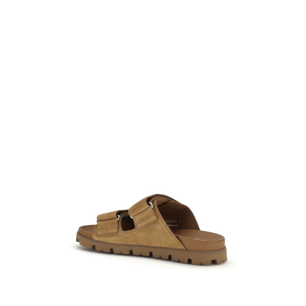 Prada Men's Bos Taurus Suede Calf Leather Sandals - Brown