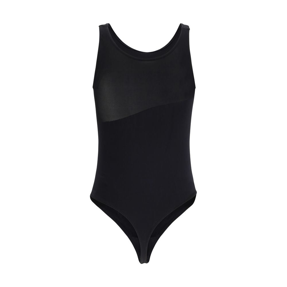 Bodysuit by Wolford for women in stretch polyamide cotton black & patterned features an amazing silhouette, showcasing a design and amazing round neckline for a truly amazing fit.