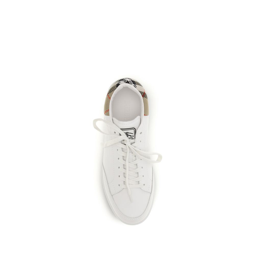 Sneakers by Burberry for men in bos taurus calf suede leather white features a chic design, perfectly showcasing the chic low-top style of this Men's Low Top Bos Taurus Calf Suede Leather Sneakers.