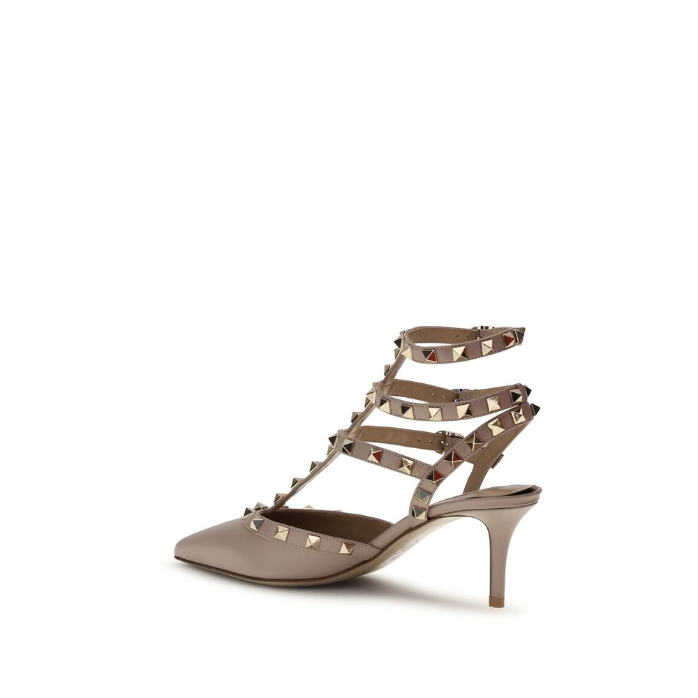Mid-Heel Stiletto Pumps Heels by Valentino Garavani for women in bos taurus calfskin leather multicolor features an captivating silhouette, showcasing the elegant Rockstud Women's Bos Taurus Calfskin Leather Mid-Heel Stiletto Pumps Heels design with a stiletto mid-heel and a sophisticated pointed toe style.