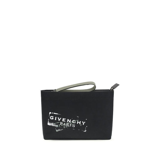 Quilted Pouch Clutch Toiletry Bag by Givenchy for men in cotton & leather black & print features a unassuming Cotton & Leather Quilted Pouch Clutch Toiletry Bag design with a secure zipper, organized , and versatile for travel.