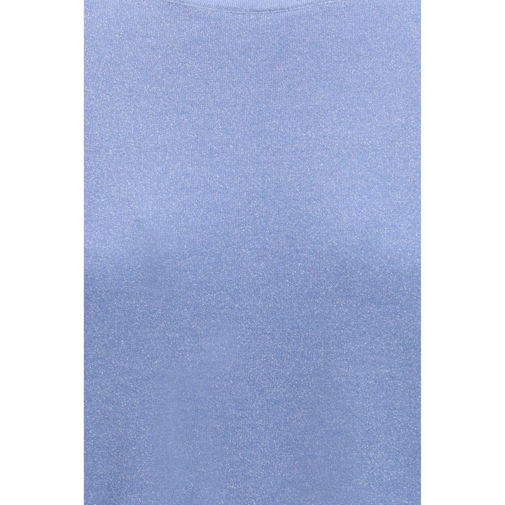 T-Shirt by Brunello Cucinelli for women in nylon polyester cashmere & capra leather blue showcases a fashionable silhouette, elegantly detailed with a fashionable and for a sophisticated, high-fashion look.