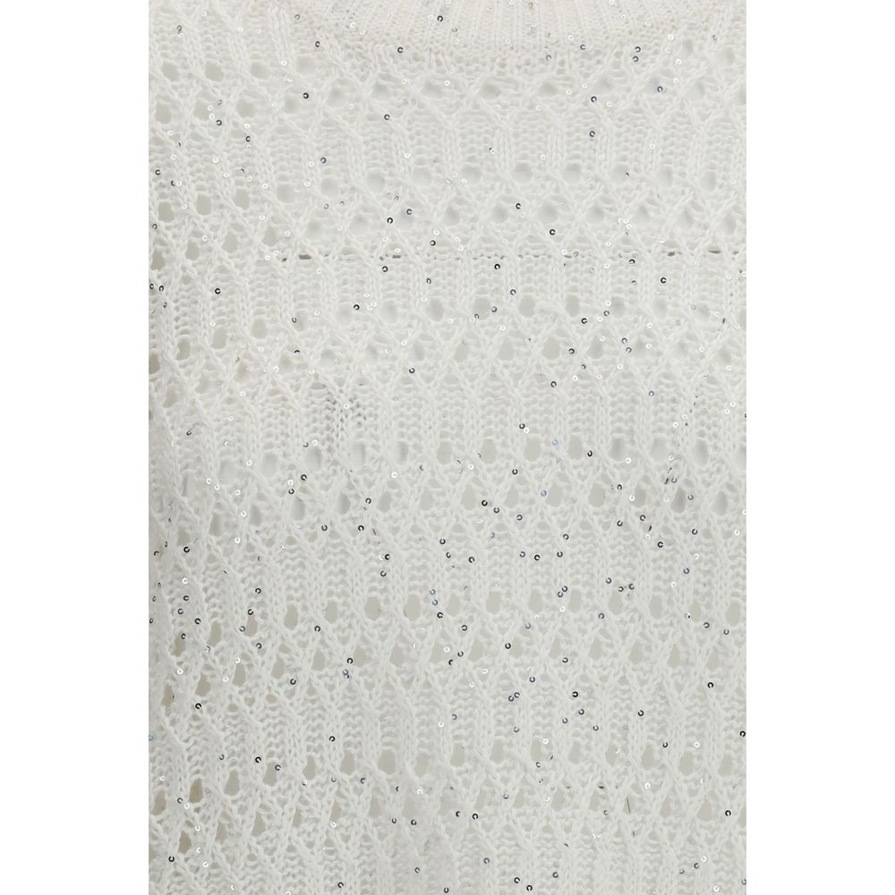 Sweatshirt by Brunello Cucinelli for women in silk nylon & sequins white features an exquisite silhouette, showcasing and details for a exquisite look.