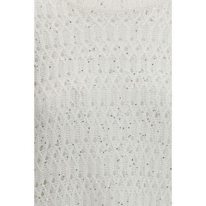Sweatshirt by Brunello Cucinelli for women in silk nylon & sequins white features an exquisite silhouette, showcasing and details for a exquisite look.