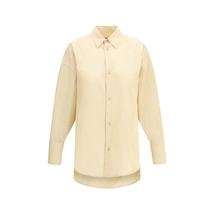 Dress Shirt by Darkpark for women in cotton beige showcases a sleek silhouette, elegantly detailed with a sleek and long-sleeve for a sleek finish.