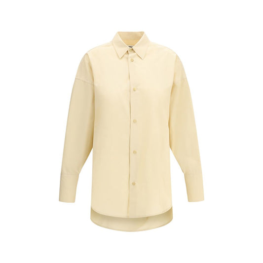 Dress Shirt by Darkpark for women in cotton beige showcases a sleek silhouette, elegantly detailed with a sleek and long-sleeve for a sleek finish.