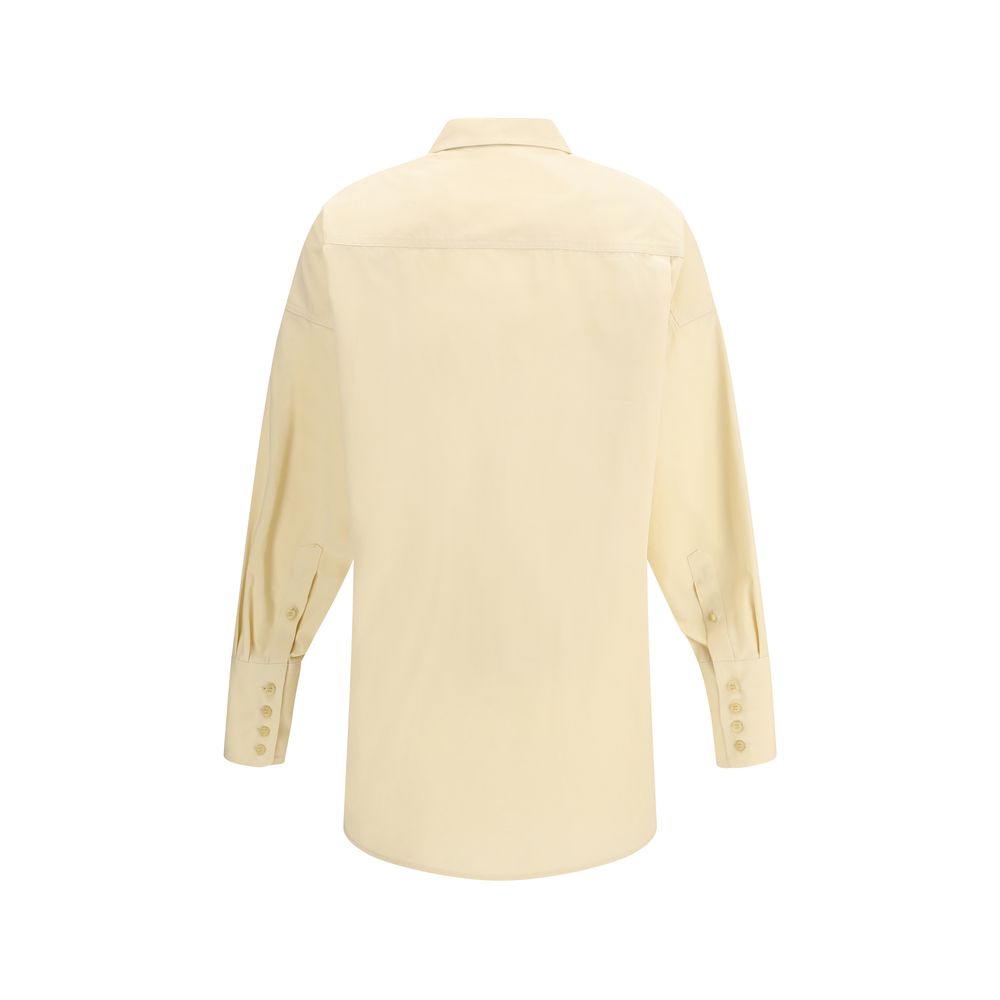 Dress Shirt by Darkpark for women in cotton beige showcases a sharp silhouette, elegantly detailed with a sharp and sharp .