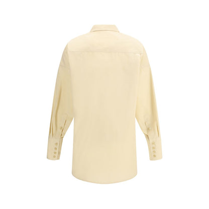Dress Shirt by Darkpark for women in cotton beige showcases a sharp silhouette, elegantly detailed with a sharp and sharp .