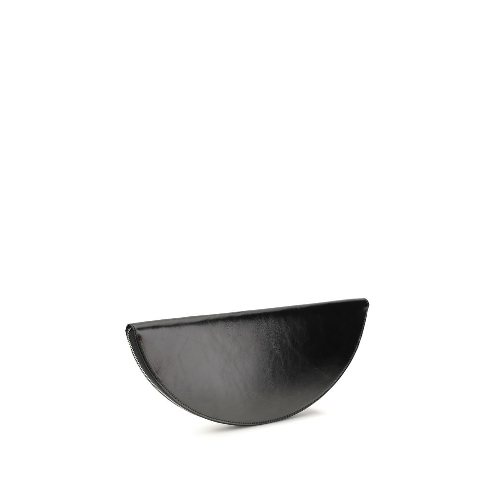 Half Moon Clutch Handbag by Maison Margiela for women in bos taurus calf leather black & signature features a sculptural silhouette with a secure zipper, organized , and versatile wristlet & adjustable-strap for a sculptural finish.