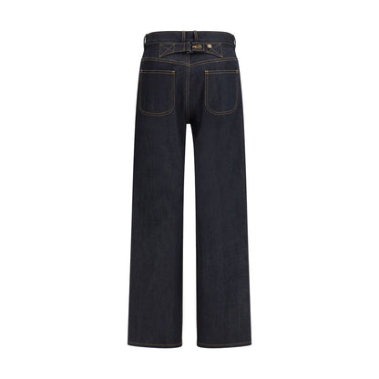 Jeans by Thom Browne for women in denim cotton blue features an sartorial straight-leg & regular-fit and long with a high rise cut for a sartorial finish.