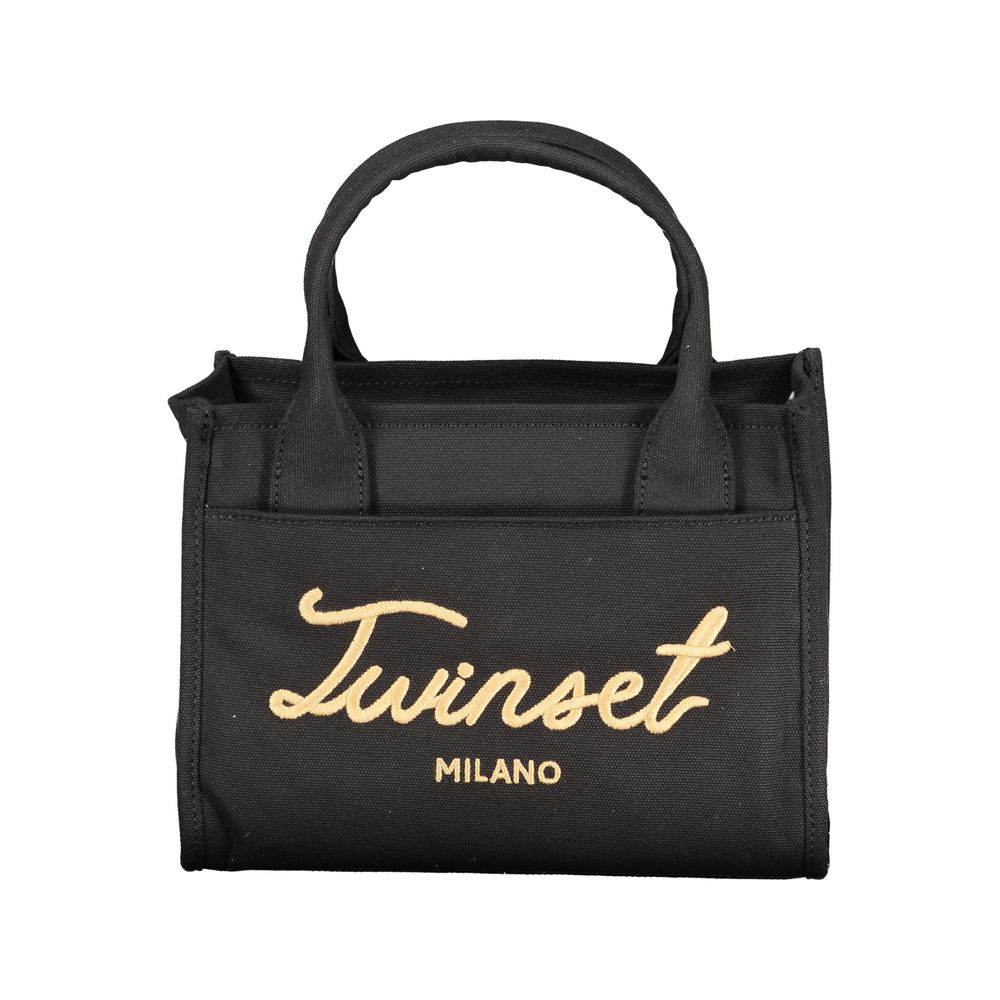Handbag by Twinset for women in cotton black features an refined silhouette, showcasing a secure , ample , and versatile for a sophisticated refined aesthetic.